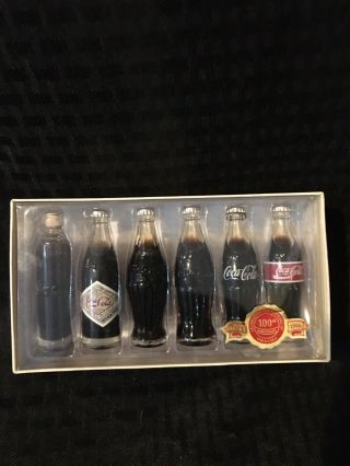 Evolution Of The Coca Cola Contour Bottle 1899 - 1999 Set Of Miniature Bottles