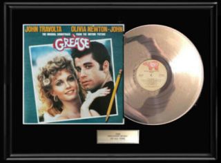 Grease Olivia Newton John Travolta Lp White Gold Silver Metalized Record Album