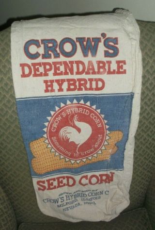 Vtg Seed Corn Bag: Crow 