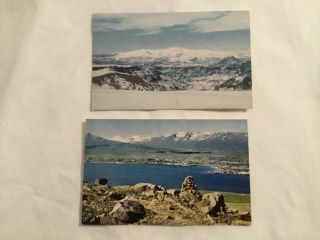 2 Old Postcards Akureyri Eyjafjordur,  Panorama,  Iceland