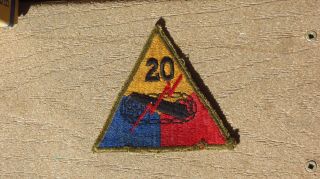 Ww2 Us Army Military 20th Armored Division Forces Patch Ssi Insignia