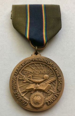 Vintage For God And Country American Legion School Award Medal World War Ii