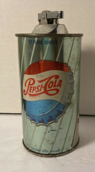 Vintage Advertising 12 Fluid Ounces Table Top Lighter Pepsi Can Cola Soda