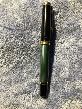 Pelican Vintage Pen Made In W.  Germany Green Black & Gold Logo On Cap