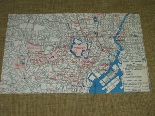 Wwii Us 8th Army Color Map Occupied Central Tokyo Japan 1946 See Photos