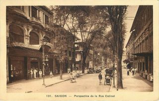 Saigon Vietnam Rue Catinat Old Street Scene Postcard View