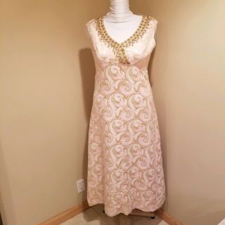 Roberts Gaffney Vintage Hollywood Beaded Dress/evening Gown - Pink & Gold - Sz 16