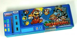 Vintage Mario Bros Multifunction Plastic Magnetic Pencil Case,