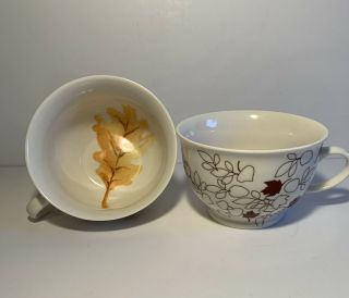 Qty (2) Starbucks Ceramic Coffee Tea Mug Cup Autumn Fall Maple & Oak Leaf 13 - Oz