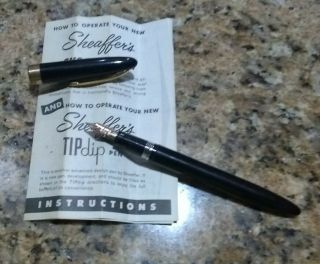 Vintage Sheaffer Snorkel Fountain Pen Black 14k Gold Nib F2 Fountain Pen