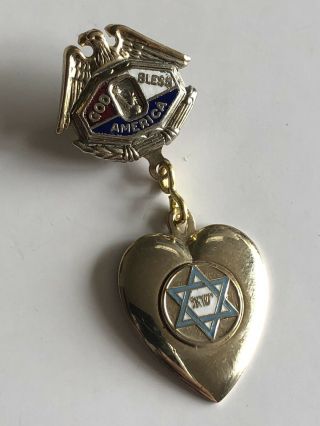 Vintage Enamel Wwii Jewish Sweetheart Lapel Pin 1940’s Patriotic Home Front