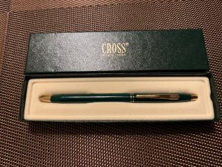Nib Cross Classic Century Satin Green Ballpoint Pen W/22k Gold Barely.  Usa