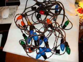 2 Vtg Christmas Light Strings Multi 22 Lights C9 Bulbs & Clips Outdoor