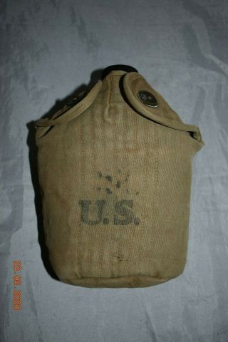 Early Ww2 1942 / 1943 U S Army Canteen And Carry Case