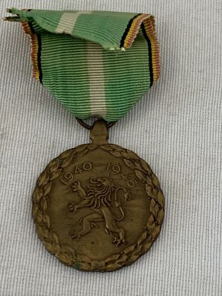 Ww2 Belgium Service Medal 1940 - 1945 Green White Ribbon