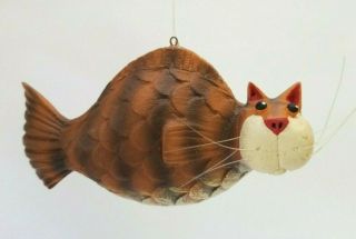 Whimsical Catfish Christmas Ornament By Dept 56 Brown Fish With Cat Face