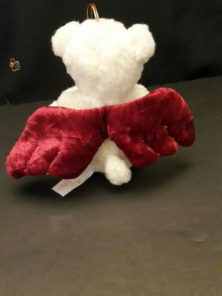 Russ Plush Angel Teddy Bear w/Soft Red Wings Christmas Ornament Soft Ivory 2