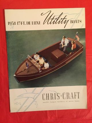1938 Chris Craft " 17 - Ft.  De Luxe Utility Boats " Boat Dealer Sales Brochure