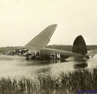 Bargain Large Photo: Best Shot Down Luftwaffe He - 111 Bomber (1h,  Nm) In Marsh