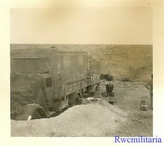 Great Luftwaffe Afrika Korps Lkw Truck & Trailer In Dug In Position In Desert