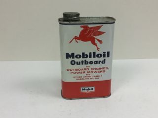 Vintage Mobil Oil Tin Can Mobiloil Outboard Power Mowers 1 Qt Pegasus Empty