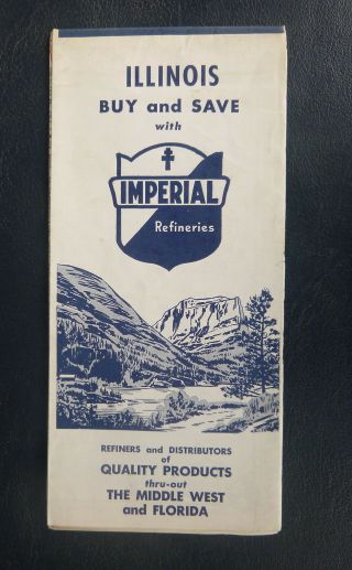 1960 Illinois Road Map Imperial Refineries Oil Gas