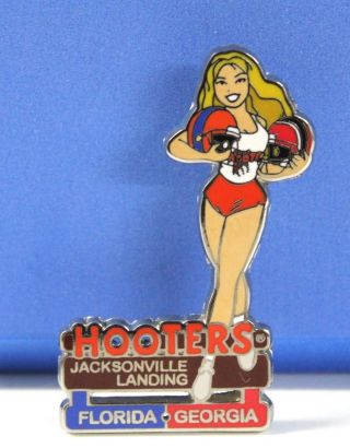 Hooters Restaurant Girl Jacksonville Landing Florida Georgia Football Lapel Pin
