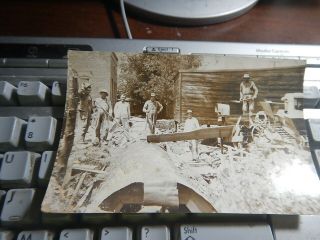 Old Real Photo Post Card Men On A Farm Estate Item Rppc