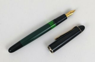Vintage Pelikan 120 Green Fountain Pen M Nib Made In Germany Piston Filler