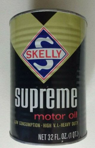 Vintage Skelly Supreme Empty 1 - Quart All - Metal 0 Oil Can