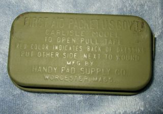 Wwii Us Army Olive Drab Metal Cased Carlisle Bandage Old Stock