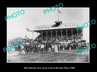 Old Postcard Size Photo Hilo Hawaii,  View Of Hoolulu Park C1900