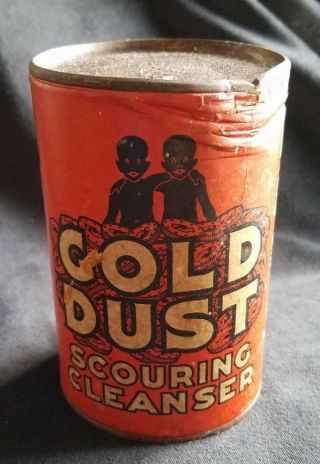 Old Advertising Tin Gold Dust Scouring Cleanser Black Americana Nos