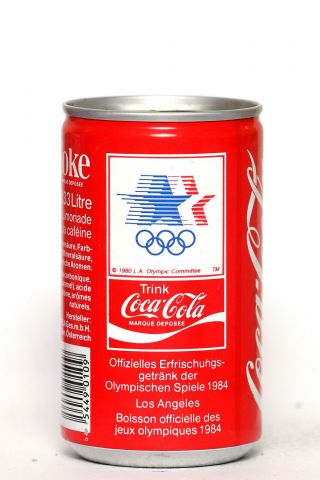 1984 Coca Cola Can From Switzerland,  Olympics Los Angeles 1984