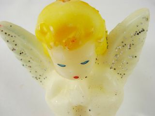 Vintage Gurley Easter/christmas White Angel Candle Silver Glittered - Beautiiful