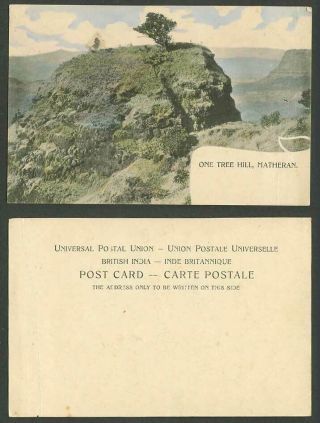 India Old Hand Tinted Ub Postcard One Tree Hill Matheran Rock Mountains Panorama