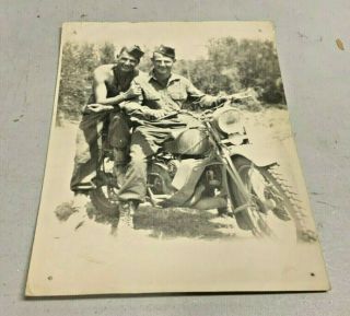 Photograph Two Soldiers On A German Motorcycle