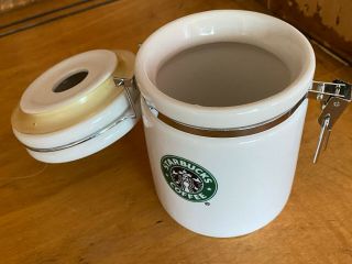 Starbucks White Ceramic Canister 4.  5 
