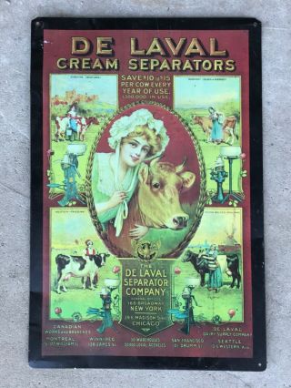 De Laval Cream Separators Tin Sign 17 3/4” X 11 3/4” Dairy Advertising Vintage