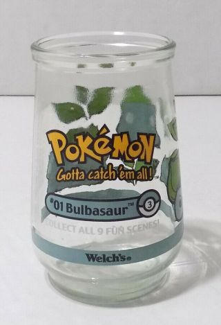 Welch ' s Pokemon Jelly Jar Cup Glass Bulbasaur 01 1999 2