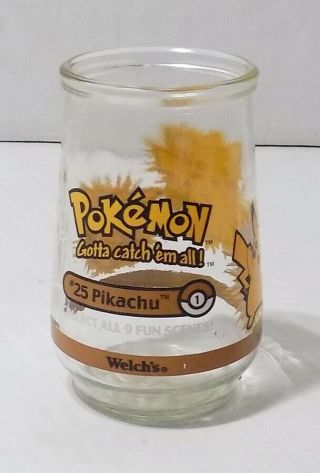 Welch ' s Pokemon Jelly Jar Cup Glass Pikachu 25 1999 2