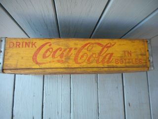 Vintage Coca Cola Yellow Wooden Box Case [tell City Ind ]