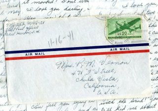 Nov 1941 Usmc Vmj - 252,  Mag - 21 Pearl Harbor Ewa Oahu T.  H.  Fmf Fpo Airmail