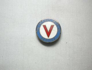 Wwii Sterling Silver & Enamel V For Victory Pin,  Meriden Hospital Service,  Ct