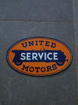 Porcelain United Motors Service Enamel Sign Size 10 " X 6 " Inches