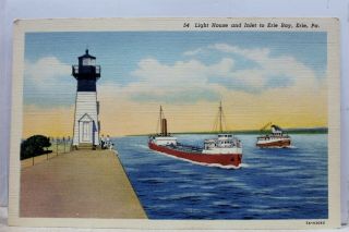 Pennsylvania Pa Erie Light House Inlet Bay Postcard Old Vintage Card View Post