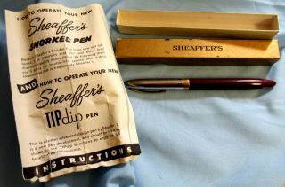 Vintage W.  A.  Sheaffer Fountain Pen Made In Usa Box Instructions