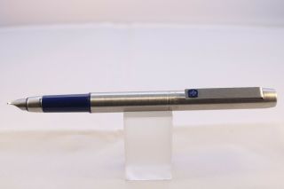Vintage (c1980) Parker 25 Medium Fountain Pen,  Brushed Steel with Blue Trim 2