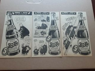 1939 Pepsi Cola Co Soda Newspaper Ads Pepsi & Pete Cops,  Refreshing Healthful