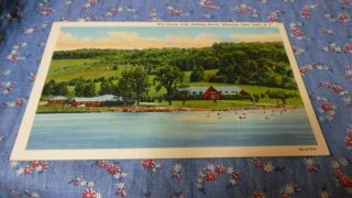 Old Postcard Red House Lake Bathing Beach Allegany State Park Ny